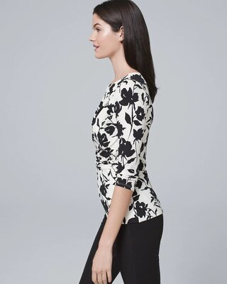 Draped-Front Floral Top