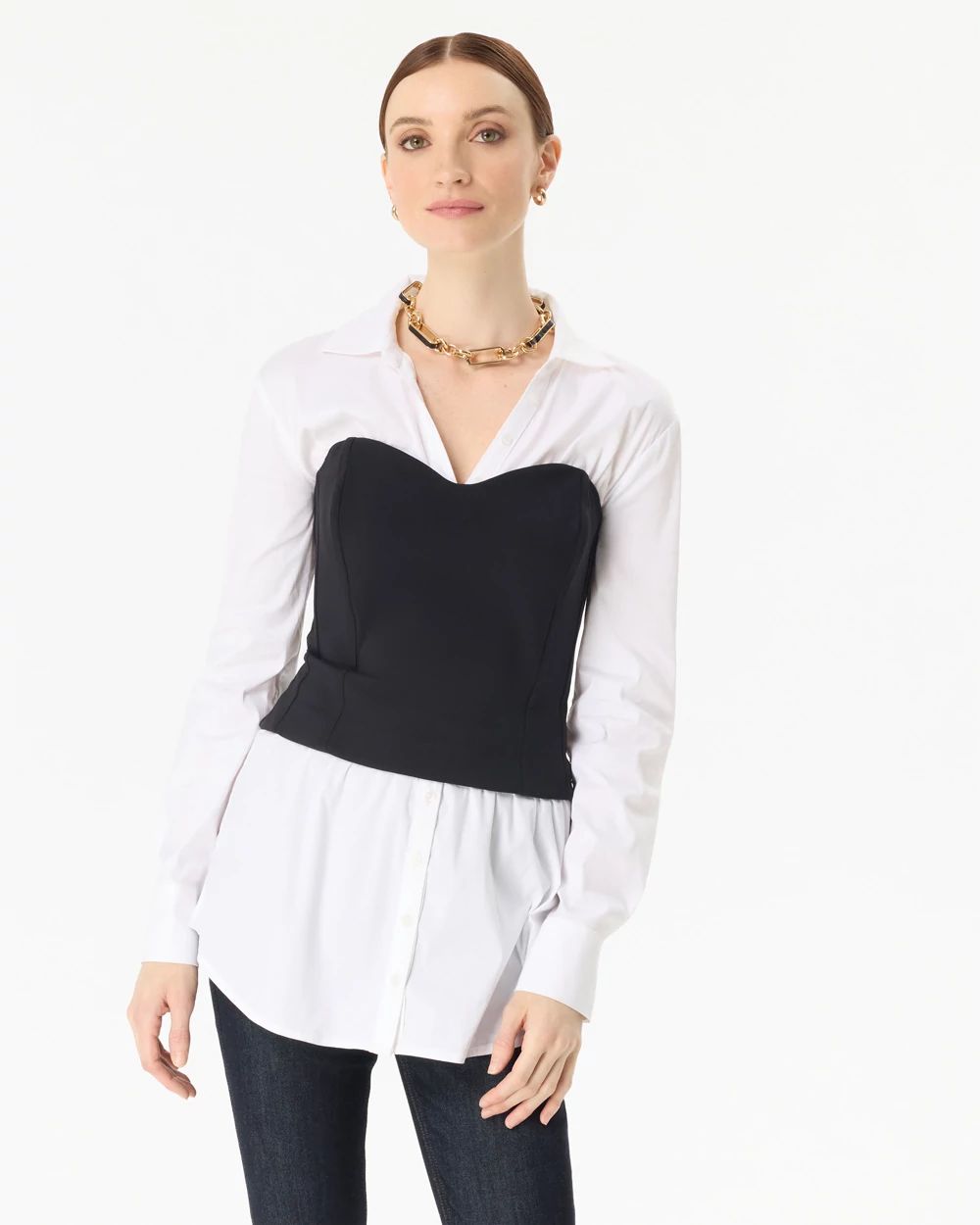 Ponte Bustier + Poplin Shirt