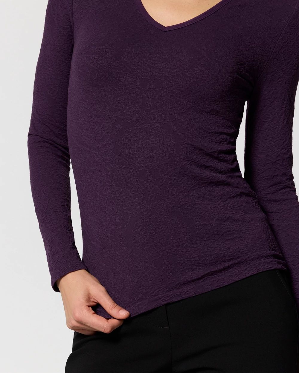 Seamless V-neck Long Sleeve Top click to view larger image.