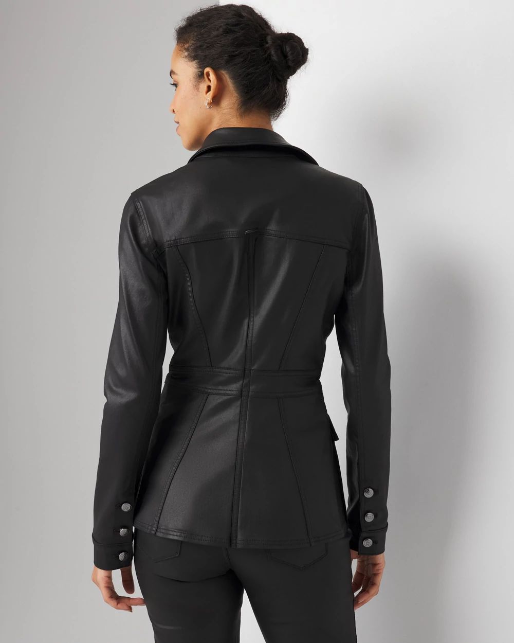 Petite Coated Denim Utility Jacket