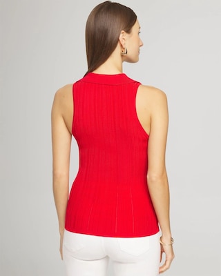 Half Zip Rib Halter Sweater Tank