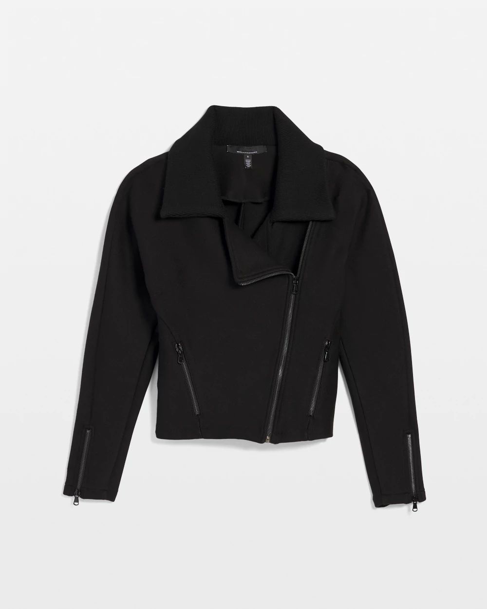 Asymmetrical Zipper Moto  Sweater Jacket click to view larger image.