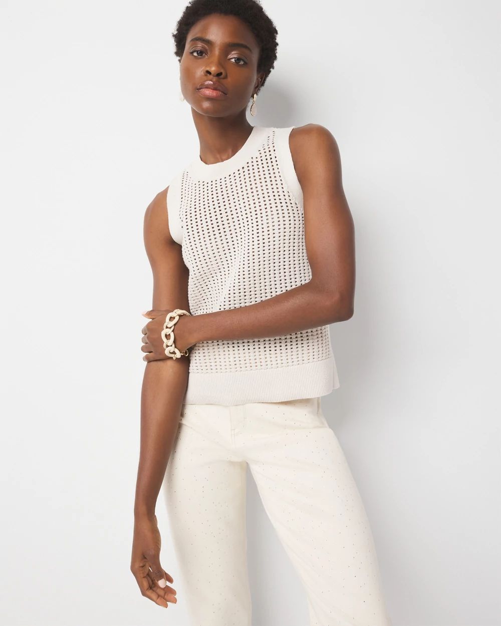 Petite Sequin Shimmer Tank Top