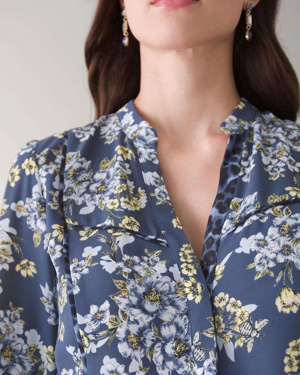 Long-Sleeve Honey Floral Blouse