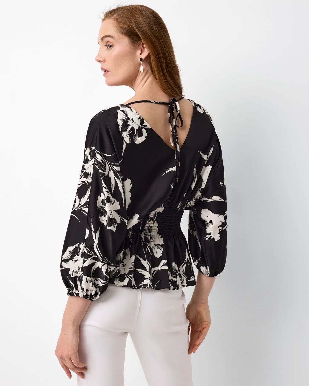 3/4 Sleeve Smocked Waist Kimono