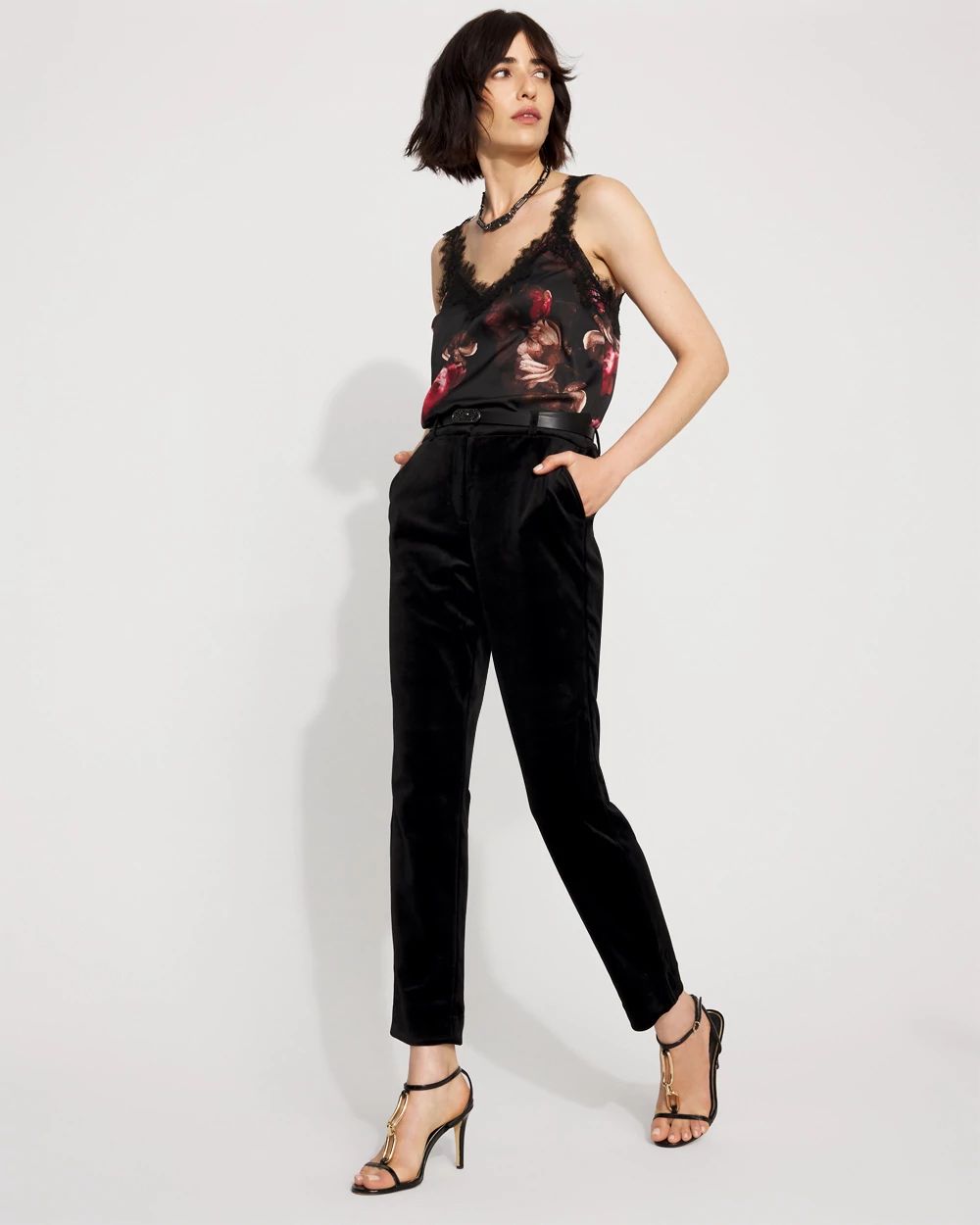 Elle Velvet Slim Ankle Pant