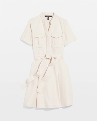Petite Cotton Twill Tie-Belt Mini Dress click to view larger image.