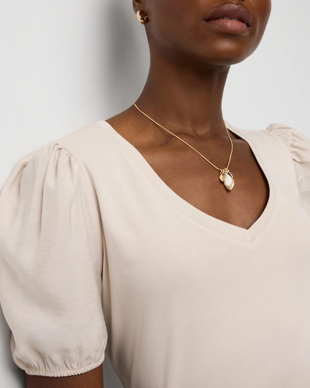 Petite Satin Sleeve Knit Tee