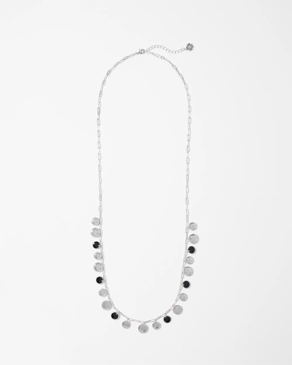 Silver + Black Disc Necklace
