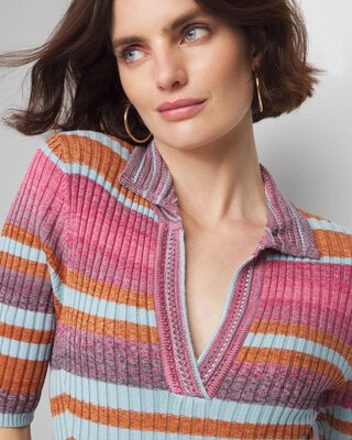 Elbow-Sleeve Space-Dye Henley Top click to view larger image.
