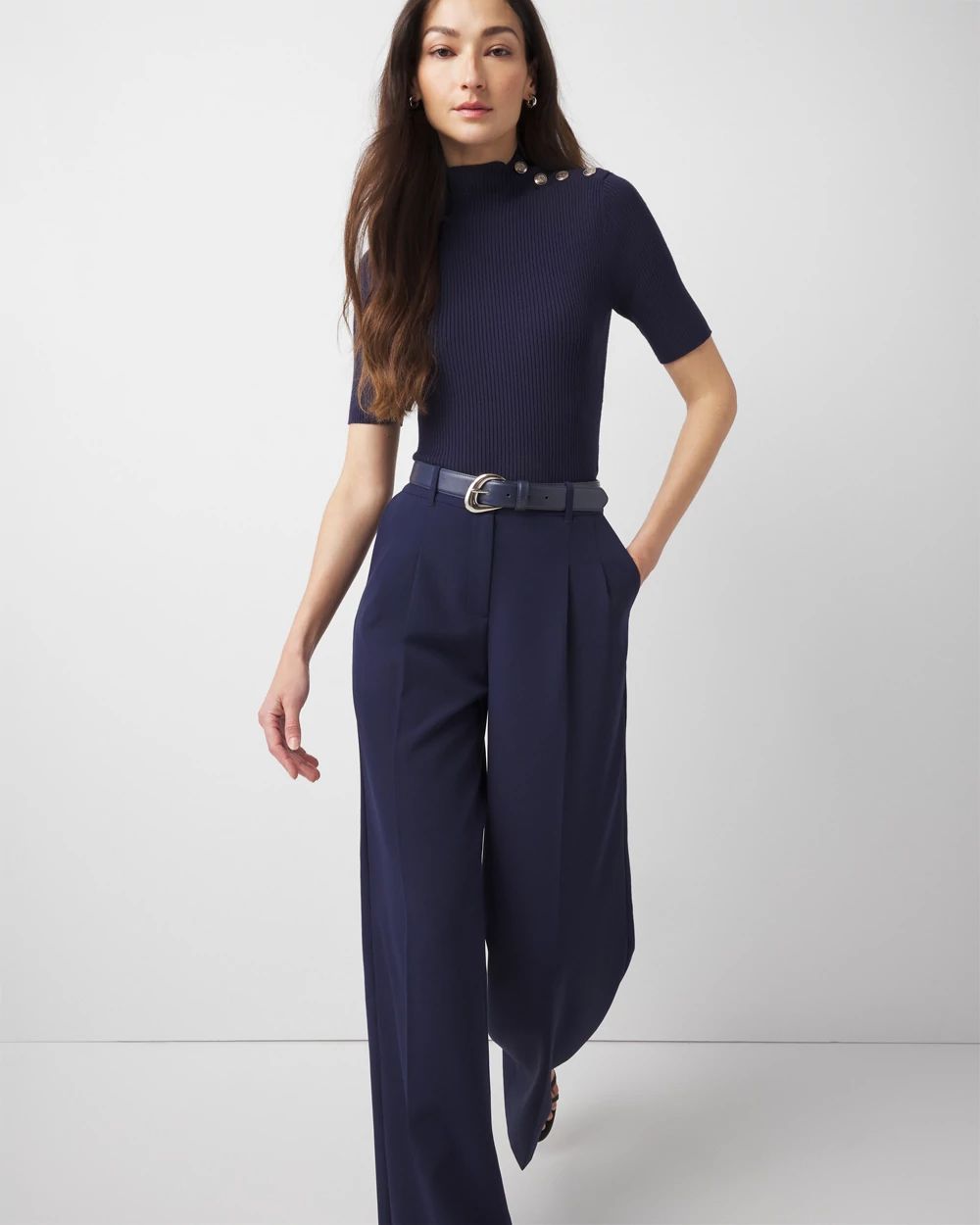 Petite Elbow Sleeve Mock Neck Sweater
