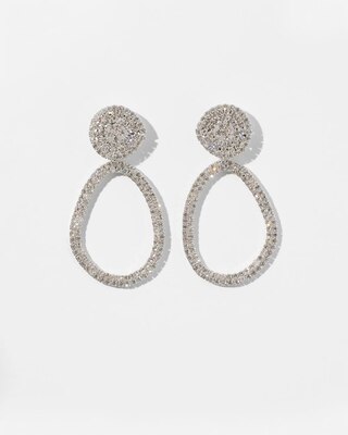 Silver Crystal Statement Hoop Earrings