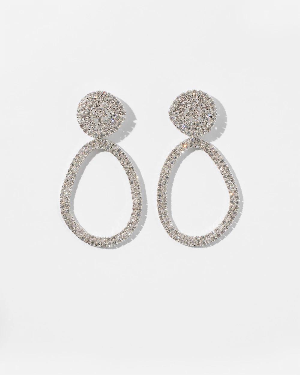 Silver Crystal Statement Hoop Earrings