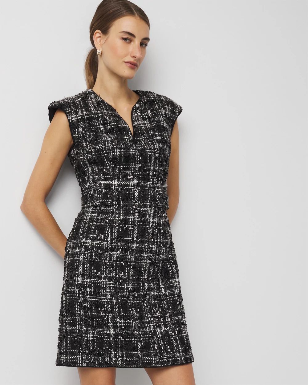 Sequin Tweed Mini Dress