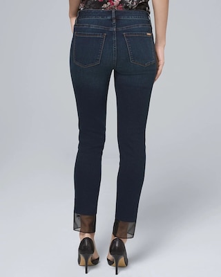 Classic-Rise Embroidered-Hem Straight Crop Jeans click to view larger image.
