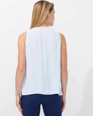Outlet WHBM Pleated Split-Neck Shell