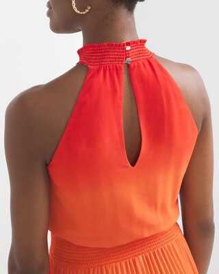 Pleated Halter Midi Dress click to view larger image.
