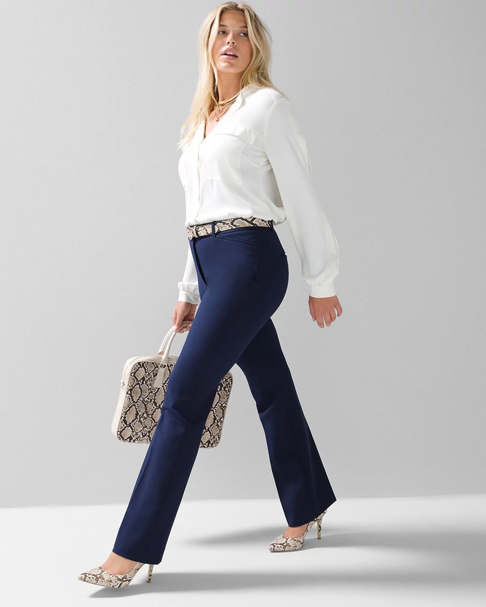 Curvy WHBM® Ines Slim Bootcut Comfort Stretch Pant click to view larger image.