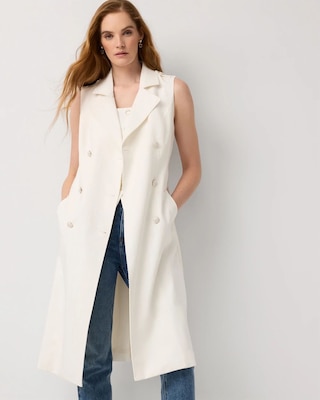 Sequin Pinstripe Trench Vest