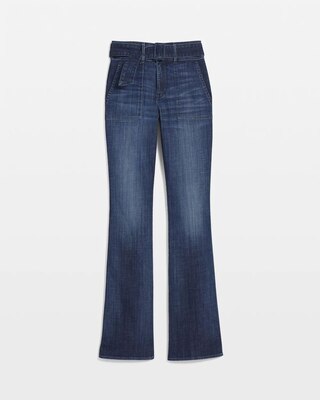 High-Rise Belted Skinny Flare Jeans click to view larger image.