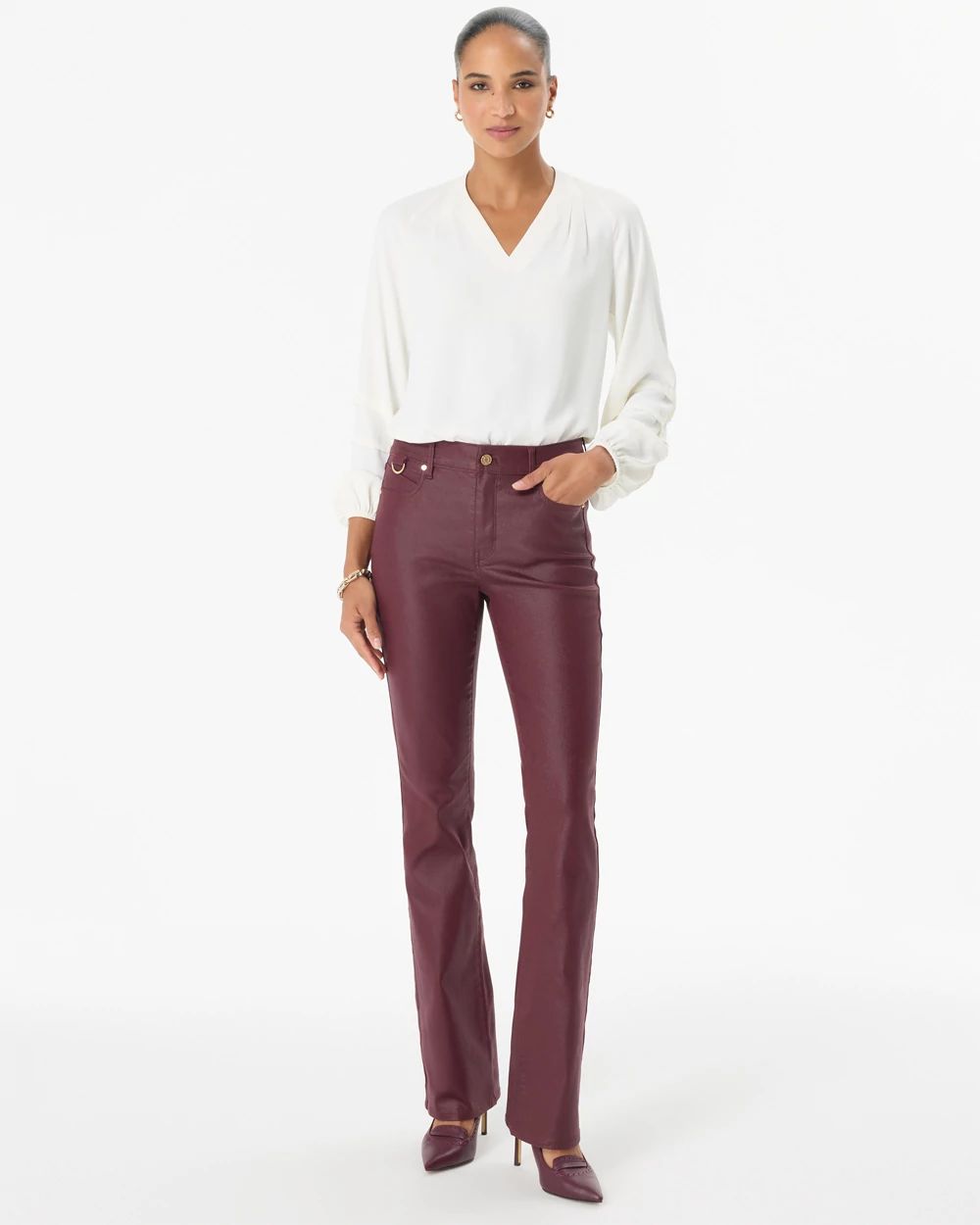 Coated Micro Bootcut Jeans