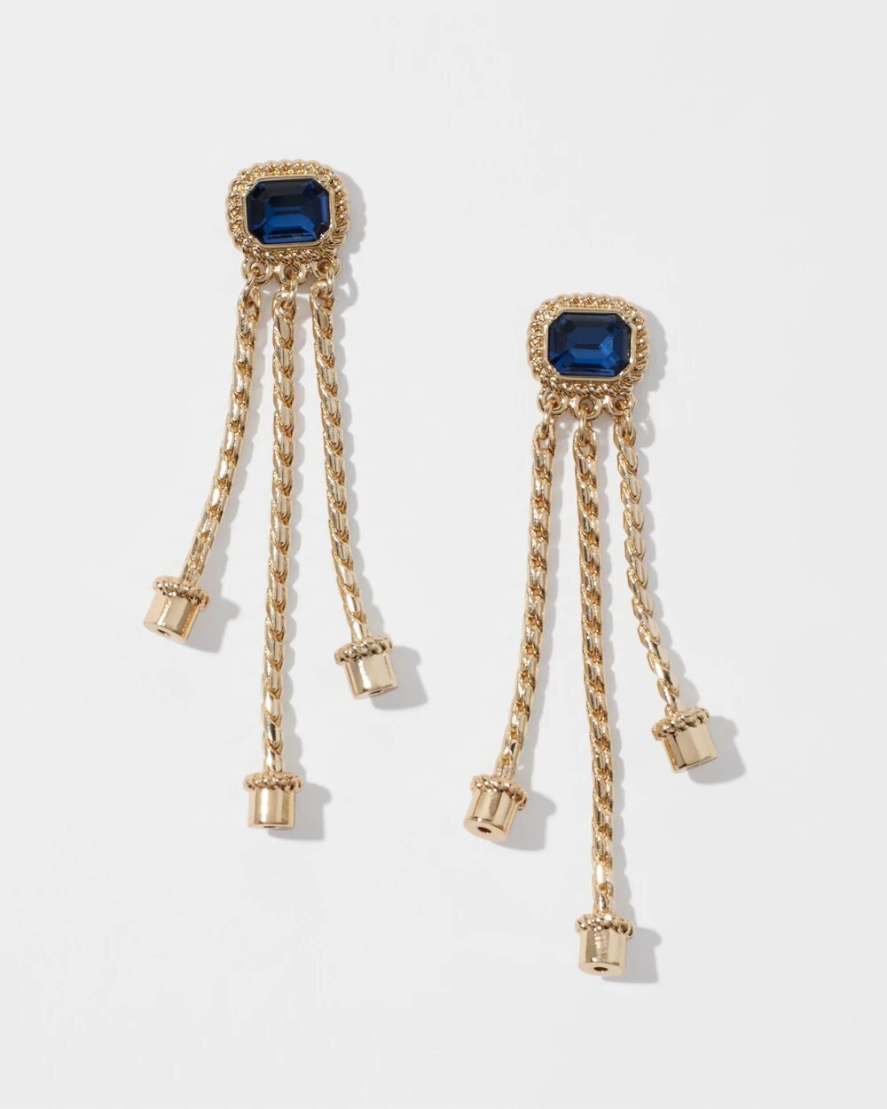 Blue Crystal Linear Earrings