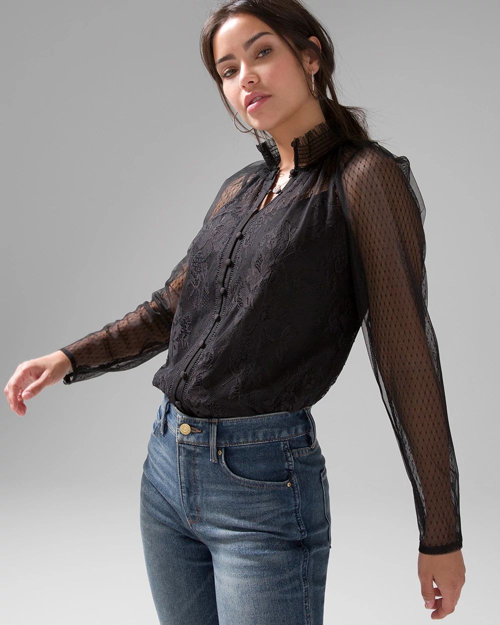 Tulle Mixed Lace Blouse