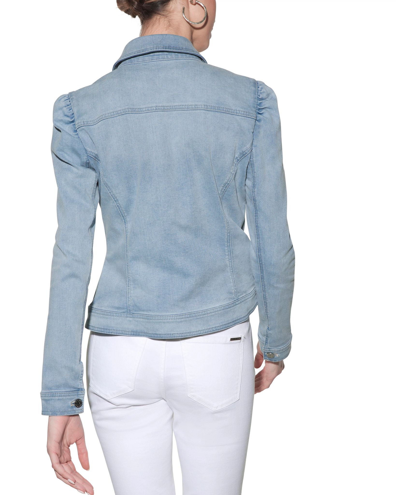 Outlet WHBM Puff-Shoulder Denim Jacket