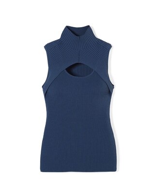 Sleeveless Cutout Mockneck