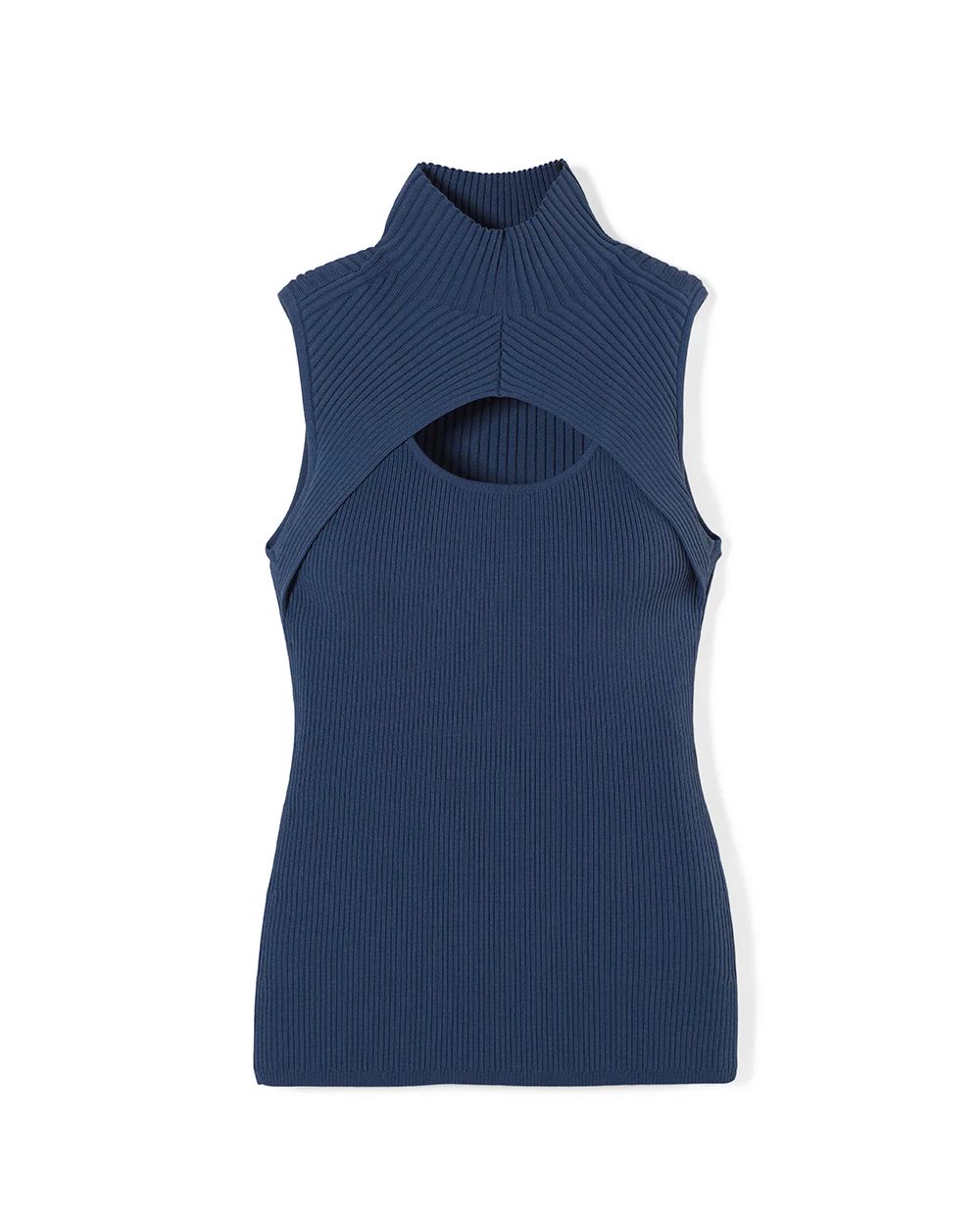 Sleeveless Cutout Mockneck