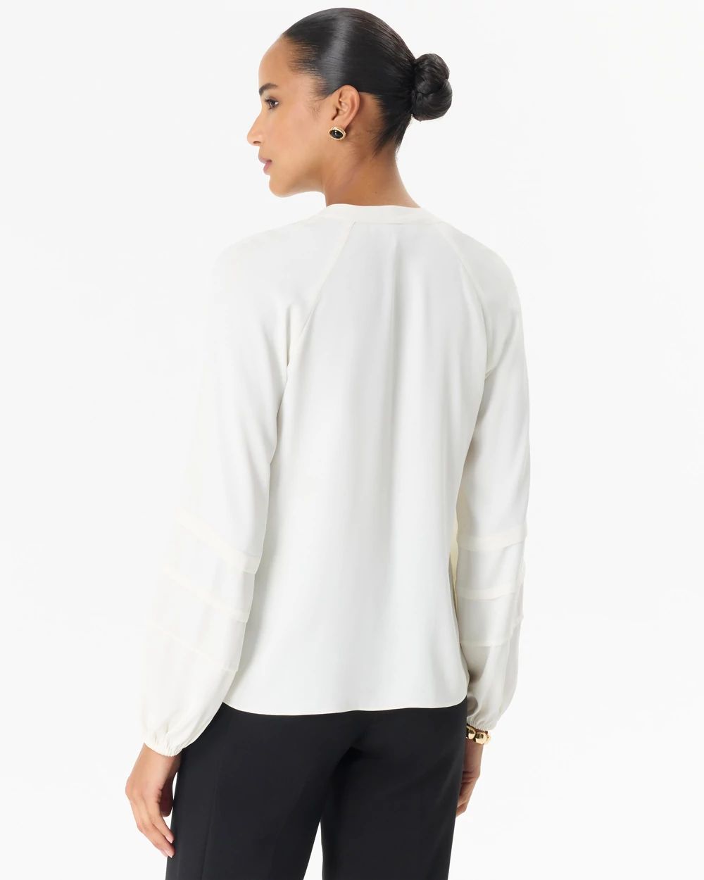 Pleated Sleeve Crepe Blouse click to view larger image.