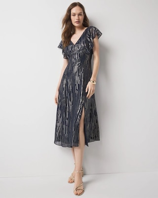 Metallic Clip Midi Slip Dress