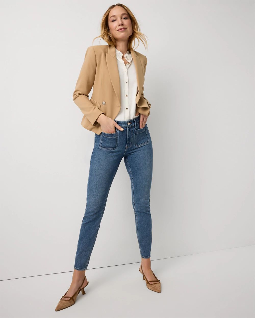 Patch Pocket Skinny Ankle Jean