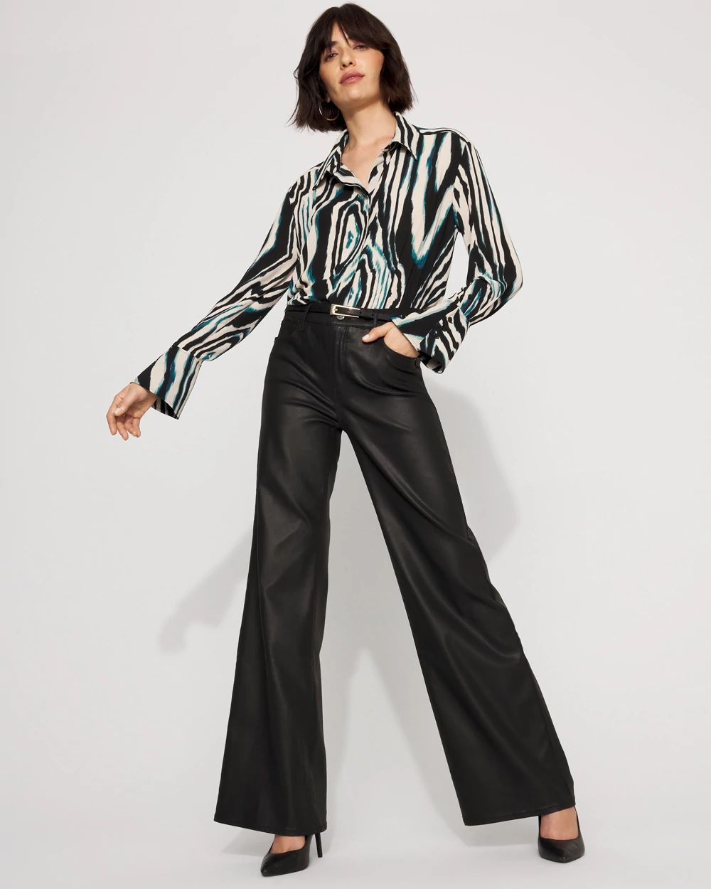 Long-Sleeve Flare Cuff Shirt click to view larger image.