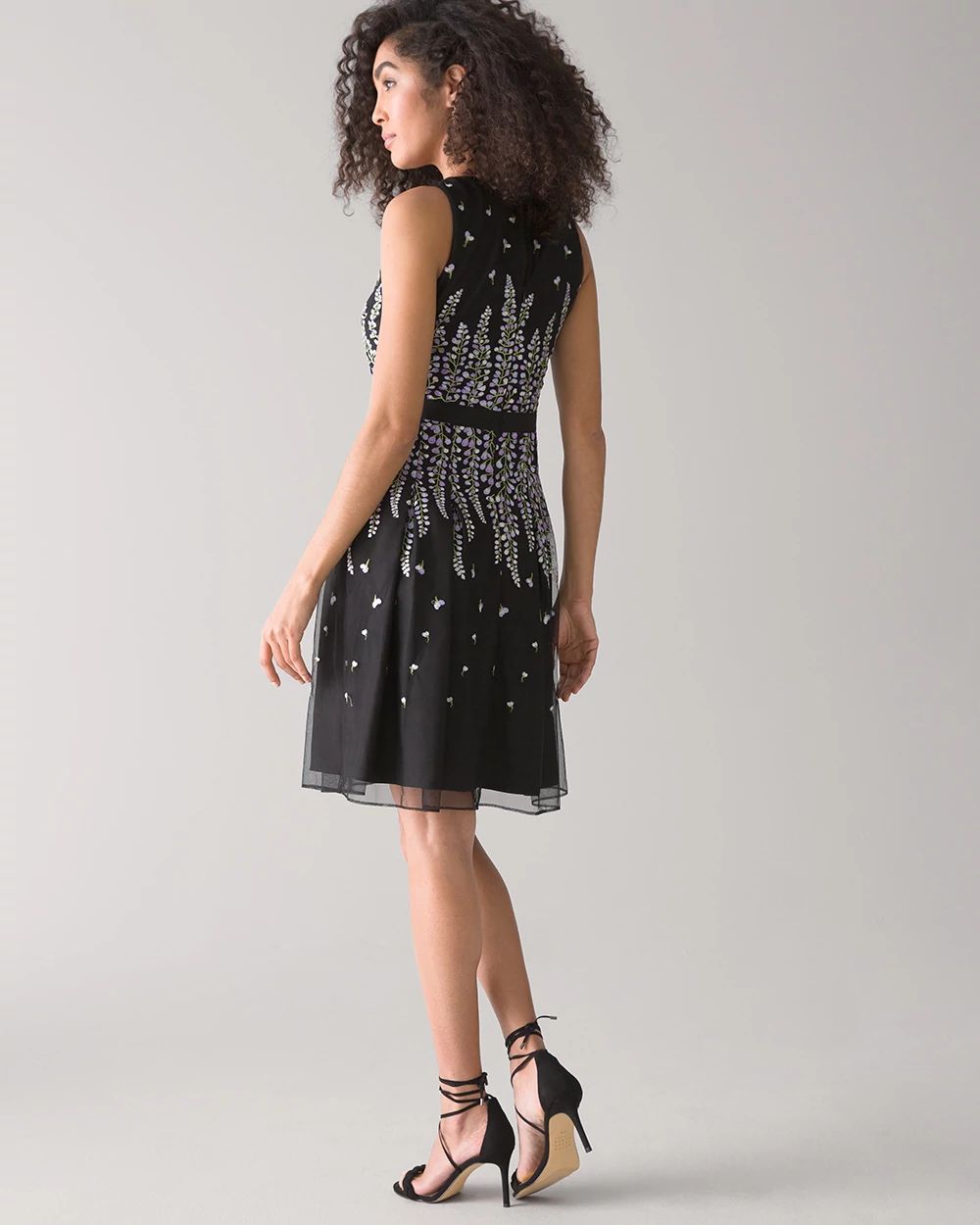 Sleeveless Embroidered Mesh Dress