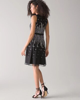 Sleeveless Embroidered Mesh Dress