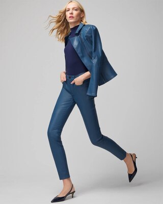 High-Rise Coated Skinny Jeans click to view larger image.