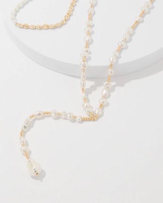 Gold + Pearl Convertible Y Necklace click to view larger image.