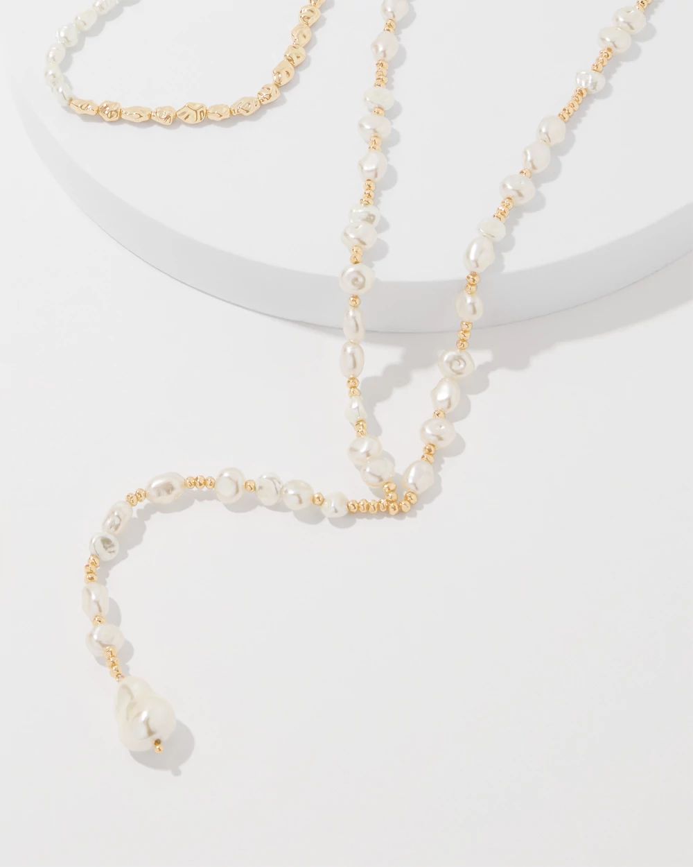 Gold + Pearl Convertible Y Necklace