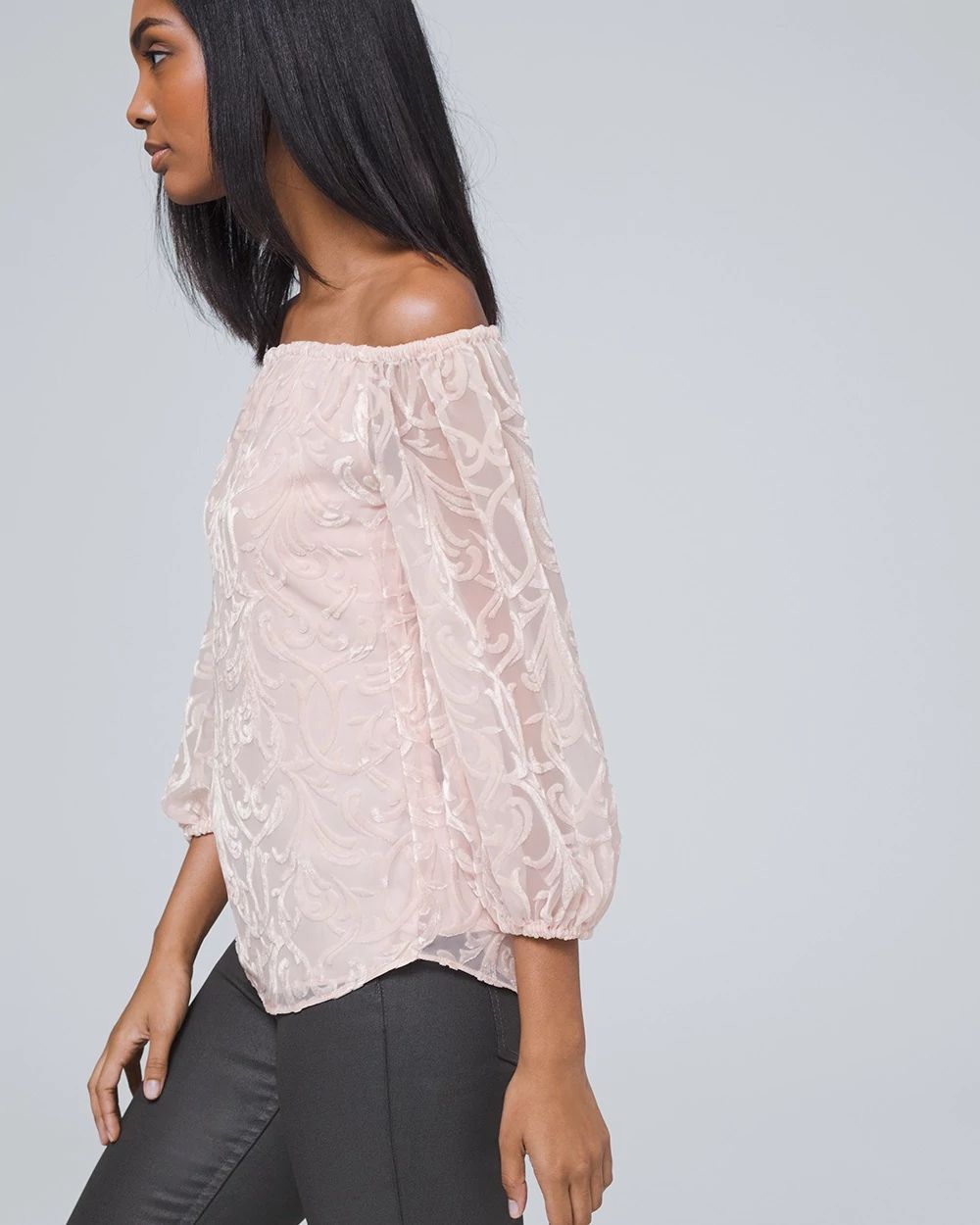 Velvet Off-the-Shoulder Blouse click to view larger image.