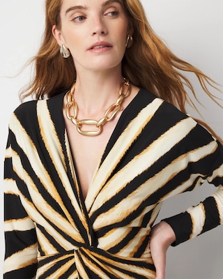 Sunburst Front Twist Midi Dress click to view larger image.