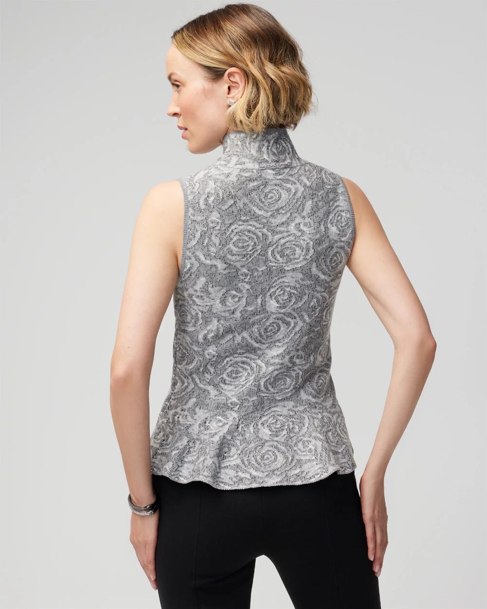 Sleeveless Rose Jacquard Peplum