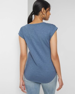 Lace-Up Shoulder Scoop Tee