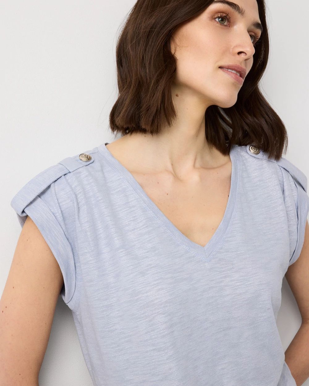 V-Neck Tee with Epaulets