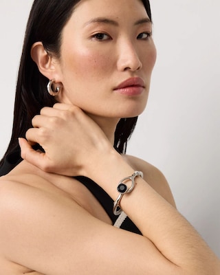 Black Glass Hinge Bracelet