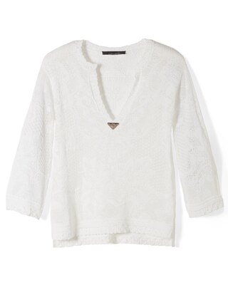 Pointelle Stitch 3/4 Sleeve Sweater