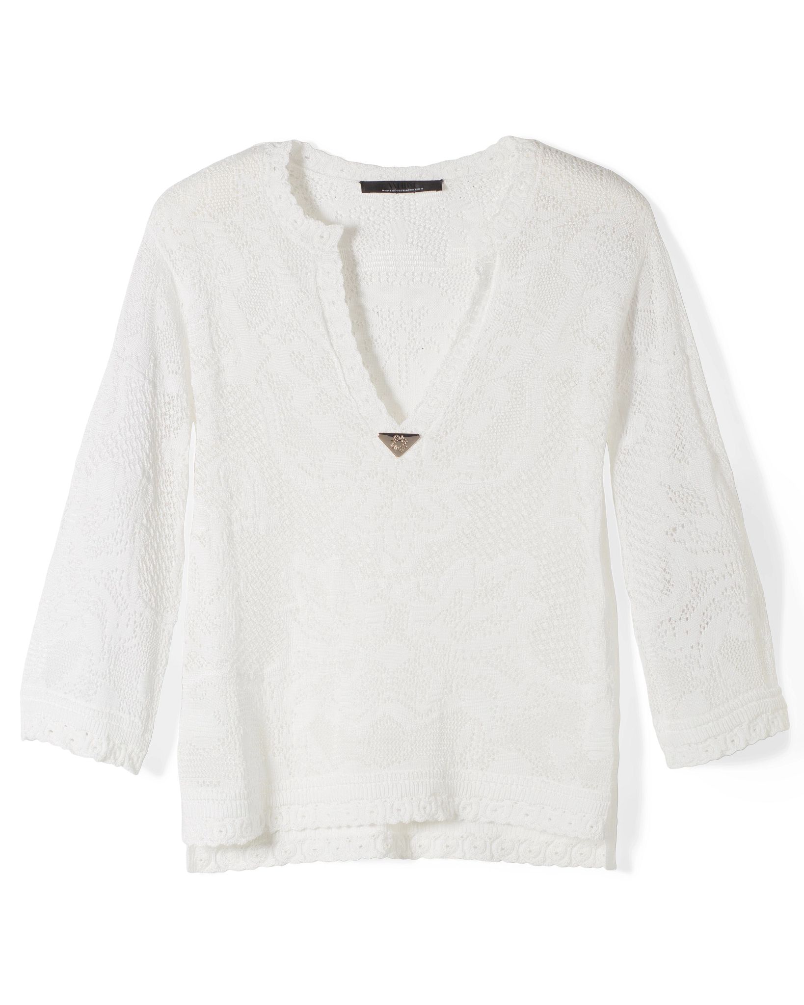 Pointelle Stitch 3/4 Sleeve Sweater