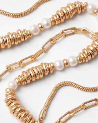 Goldtone and Freshwater Pearl Convertible Necklace
