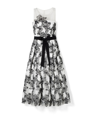 Embroidered Floral Illusion Dress