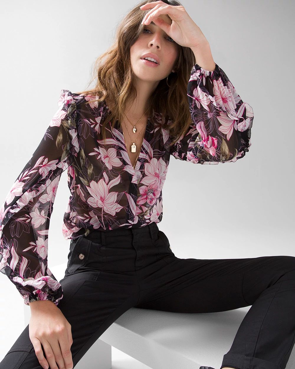 Ruffle-Sleeve Blouse